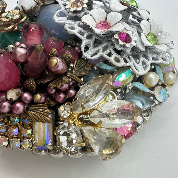 Massive gold tone upcycled vintage rhinestones earrings jewelry belt buckle